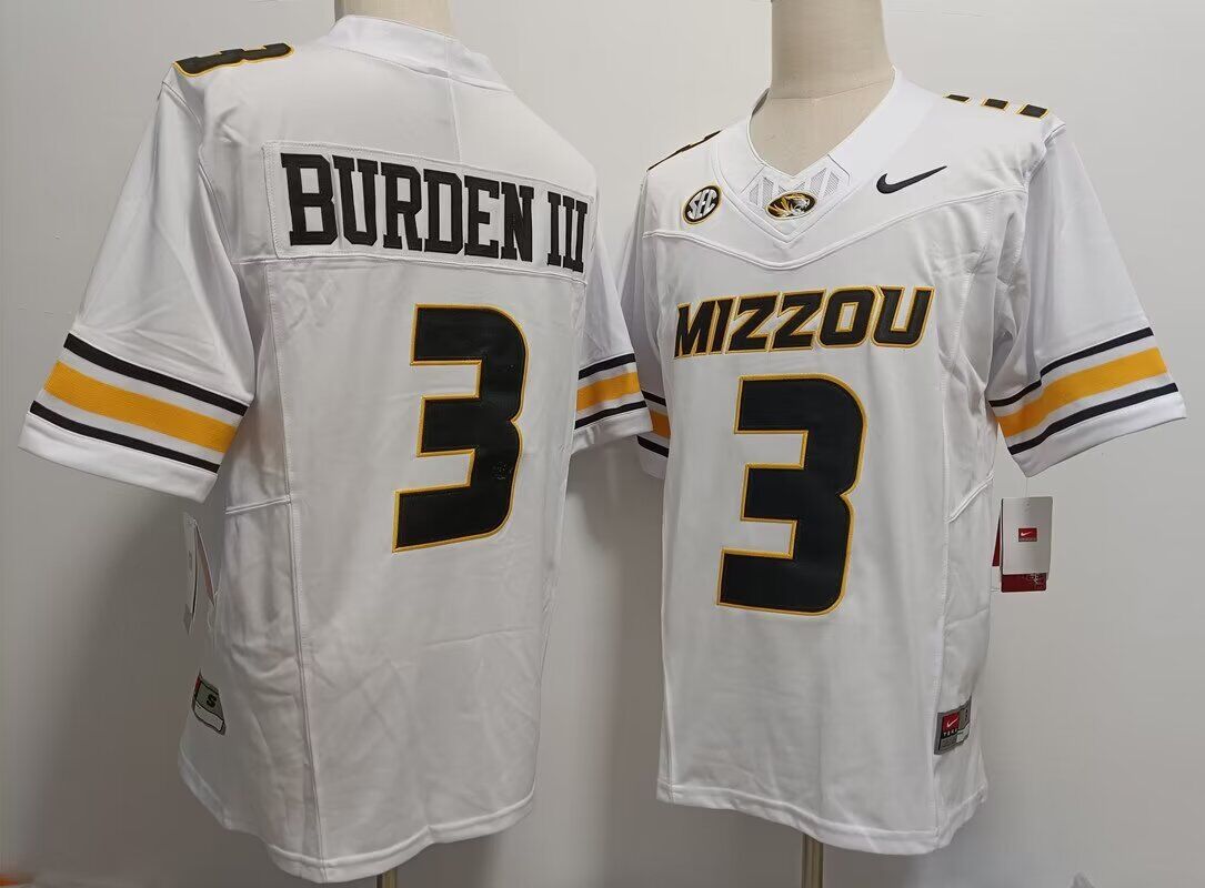 2024 NCAA Men Missouri Tigers 3 Luther Burden III Jersey White Nike jersey